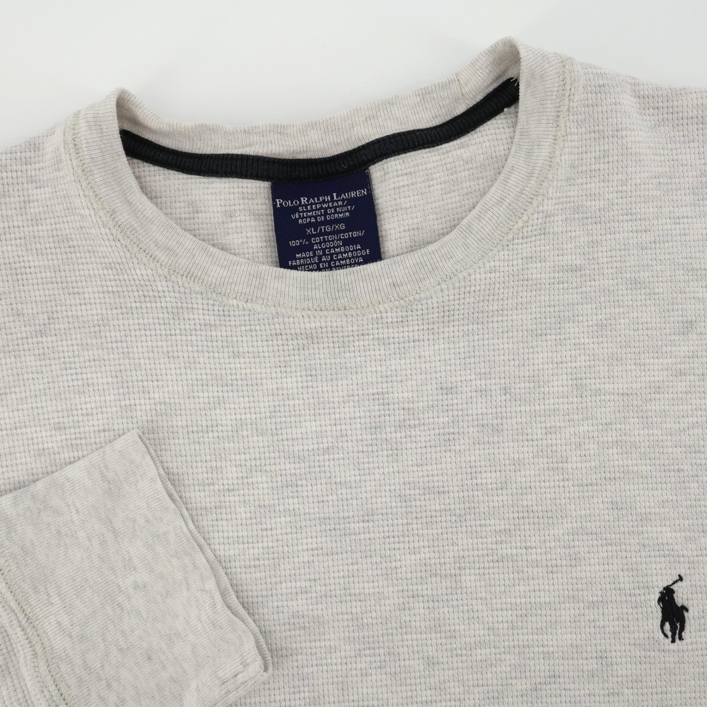 Polo Ralph Lauren Thermal Waffle Knit Shirt Gray Long Sleeve Mens XL